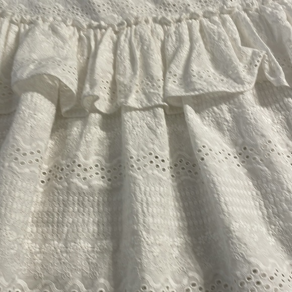 BCBG Maxazria Woven white Small long skirt with two tier ruffle bottom NWT - Picture 5 of 8